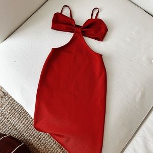 US S red cutout maxi dress.